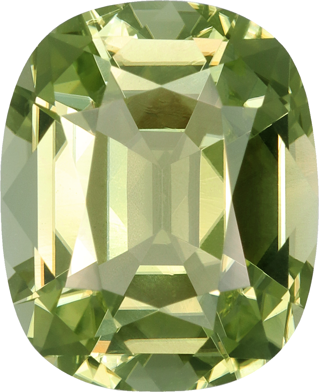 Cushion cut cuprian tourmaline, 12.65 by 10.27 mm, shown at actual size