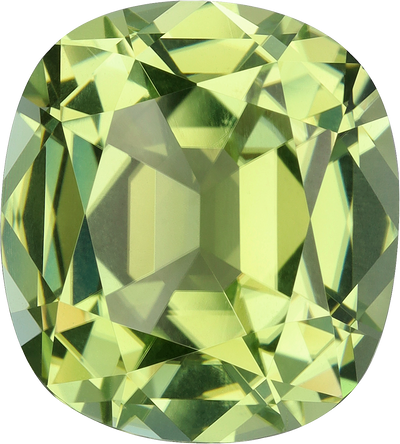 Cushion cut cuprian tourmaline, 13.98 by 12.63 mm, shown at actual size