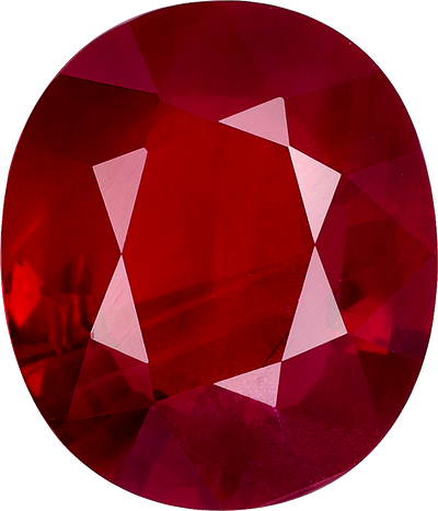 Oval cut mozambique ruby, 9.95 by 8.53 mm, shown at actual size