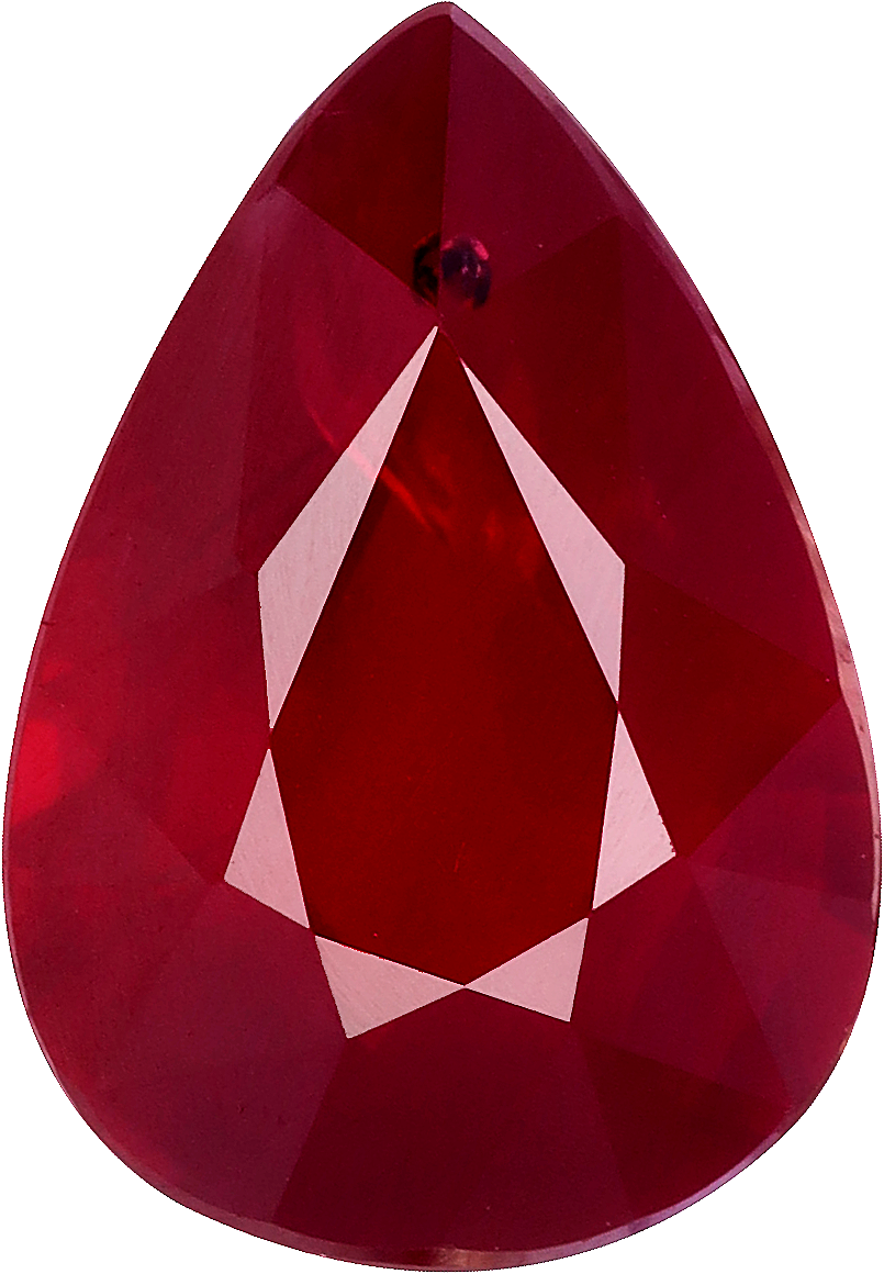Pear cut mozambique ruby, 11.3 by 7.88 mm, shown at actual size