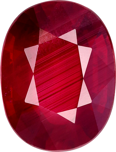 Oval cut mozambique ruby, 10.17 by 7.79 mm, shown at actual size