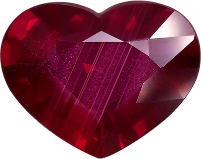 Heart cut mozambique ruby, 10.84 by 8.5 mm, shown at actual size