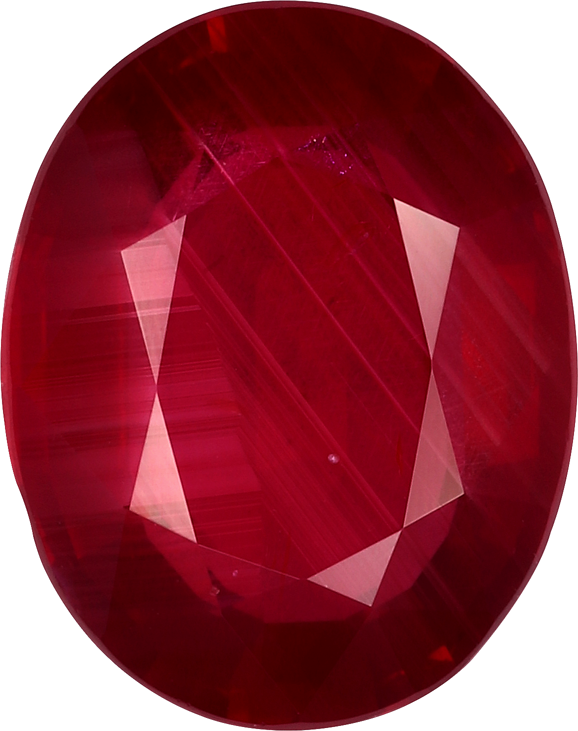 Oval cut mozambique ruby, 9.86 by 7.81 mm, shown at actual size