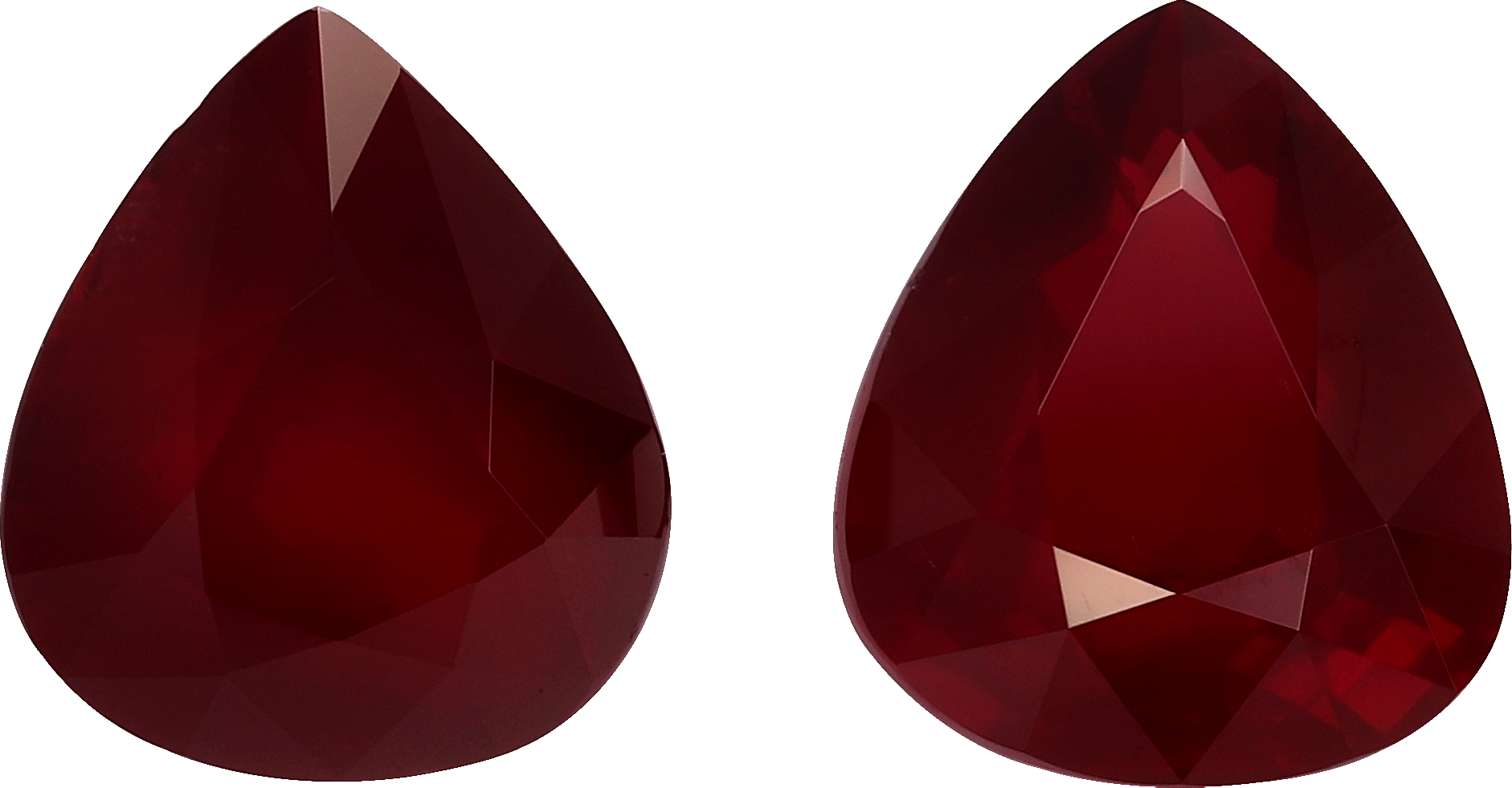 Pear cut mozambique ruby, 10.84 by 9.21 mm, shown at actual size