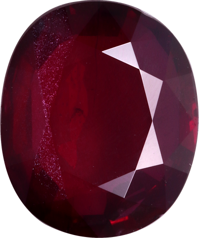 Oval cut mozambique ruby, 11.6 by 9.63 mm, shown at actual size