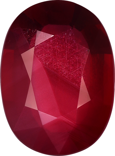 Oval cut mozambique ruby, 10.57 by 7.83 mm, shown at actual size
