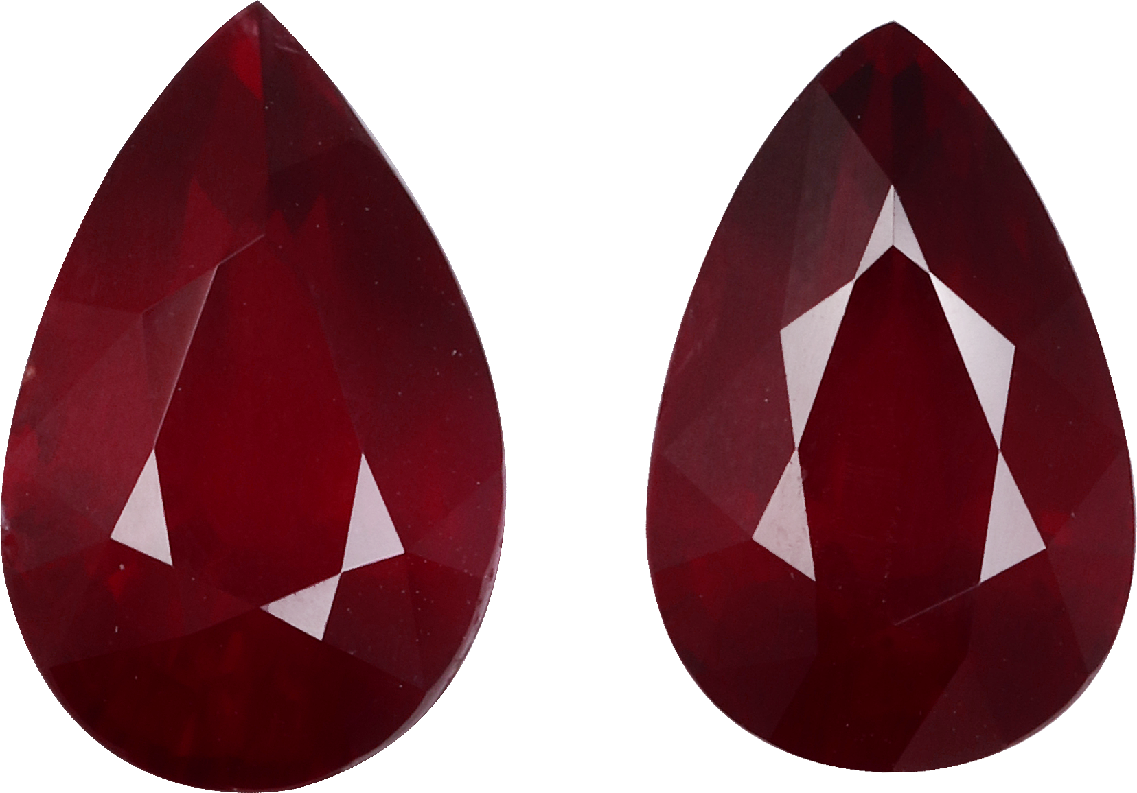 Pear cut mozambique ruby, 12.6 by 7.99 mm, shown at actual size