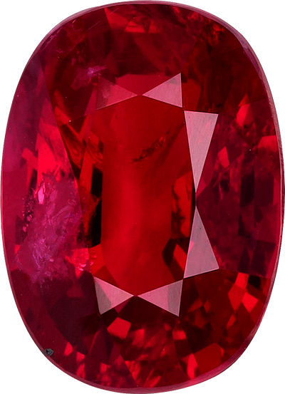 Oval cut mozambique ruby, 10.27 by 7.48 mm, shown at actual size
