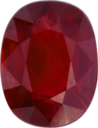 Oval cut mozambique ruby, 9.43 by 7.26 mm, shown at actual size