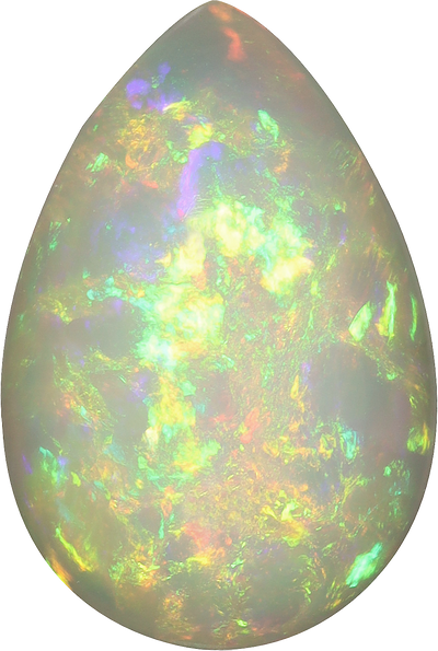 Pear cut ethiopian opal, 20.48 by 13.75 mm, shown at actual size