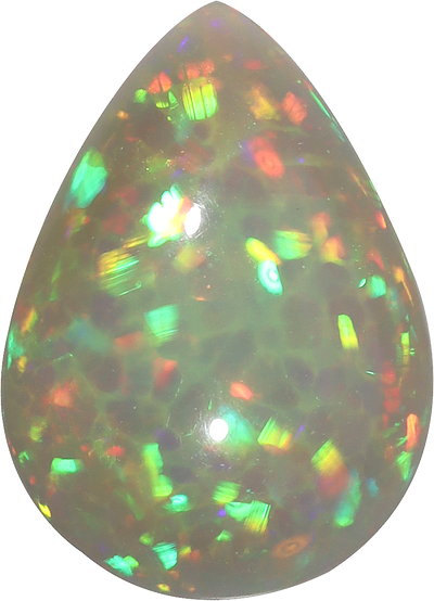 Pear cut ethiopian opal, 17.27 by 12.48 mm, shown at actual size