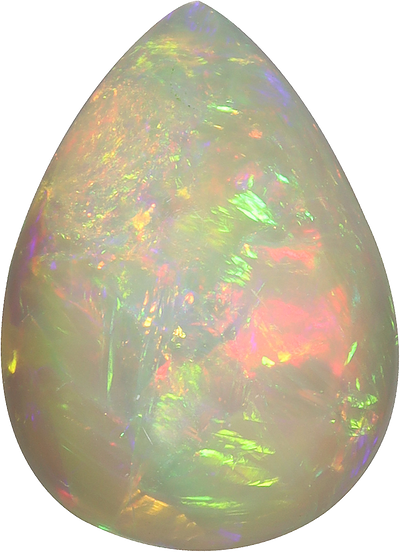 Pear cut ethiopian opal, 17.83 by 12.99 mm, shown at actual size