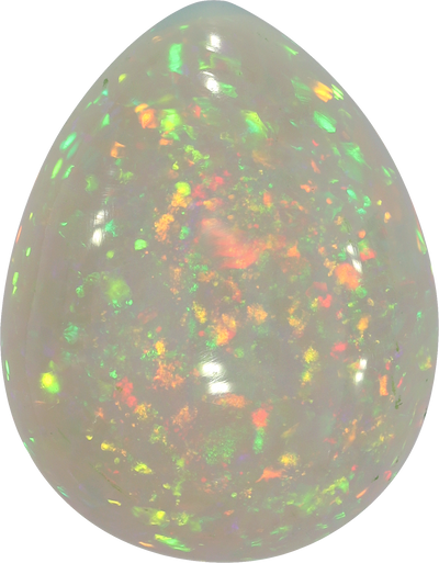 Pear cut ethiopian opal, 20.84 by 16.3 mm, shown at actual size