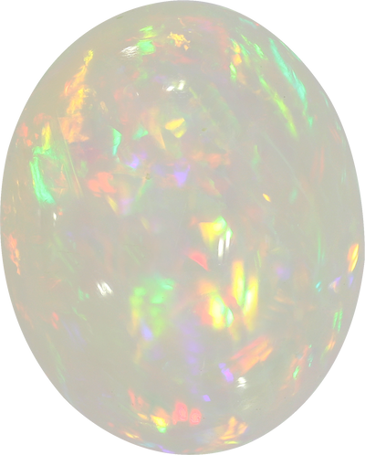 Oval cut ethiopian opal, 16.25 by 13.12 mm, shown at actual size