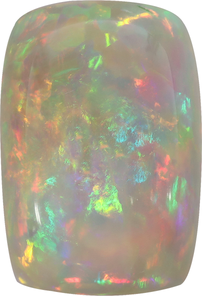 Cushion cut ethiopian opal, 16.31 by 11.38 mm, shown at actual size