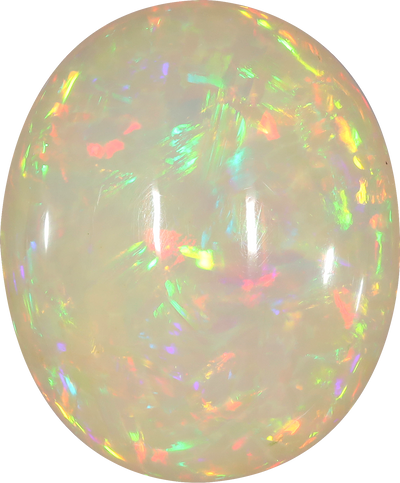 Oval cut ethiopian opal, 23.18 by 19.28 mm, shown at actual size