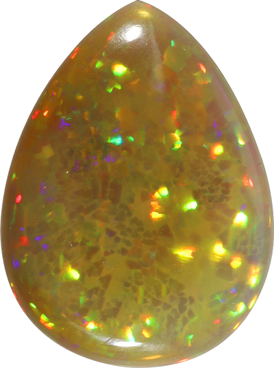 Pear cut ethiopian opal, 24.31 by 18.16 mm, shown at actual size