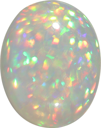 Oval cut ethiopian opal, 16.5 by 13.08 mm, shown at actual size