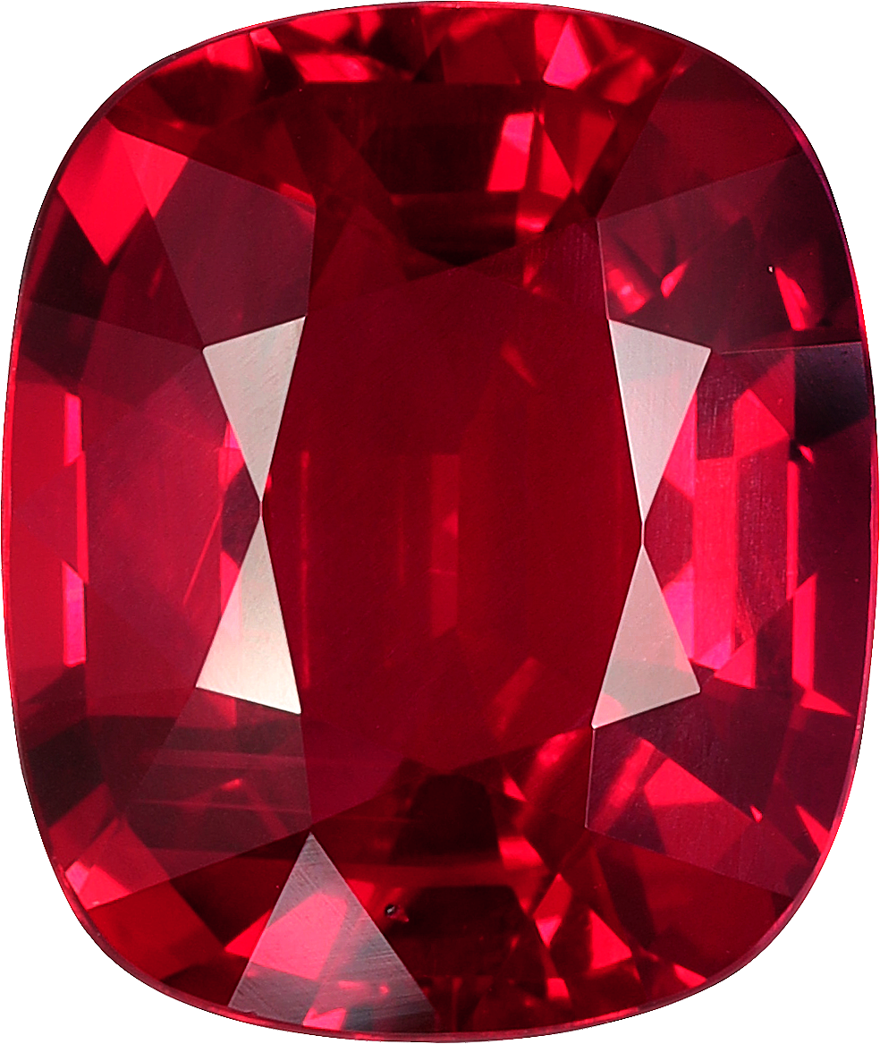 Cushion cut mozambique ruby, 11.05 by 9.33 mm, shown at actual size