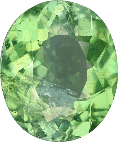 Oval cut paraiba tourmaline, 11 by 9 mm, shown at actual size