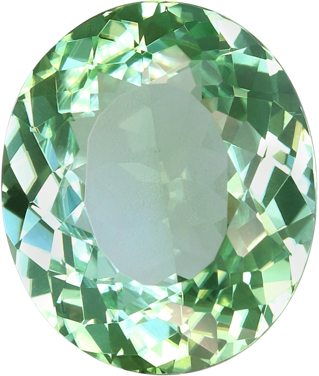 Oval cut paraiba tourmaline, 11.43 by 9.57 mm, shown at actual size