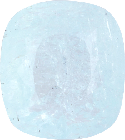 Cushion cut paraiba tourmaline, 10.06 by 9.07 mm, shown at actual size