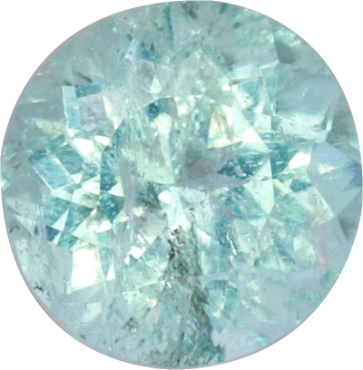 Round cut paraiba tourmaline, 6.15 by 6.03 mm, shown at actual size