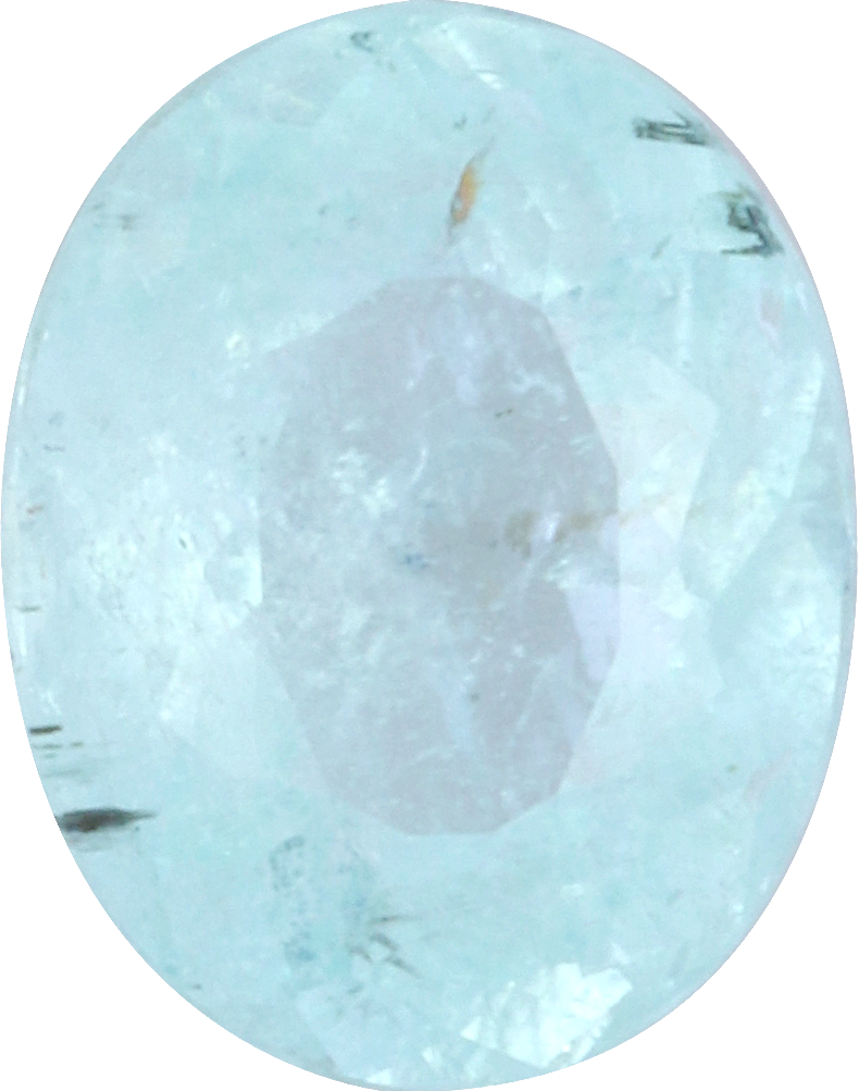 Oval cut paraiba tourmaline, 6.95 by 5.48 mm, shown at actual size