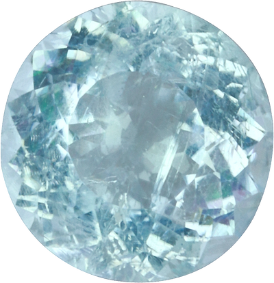 Round cut paraiba tourmaline, 6.91 by 6.73 mm, shown at actual size