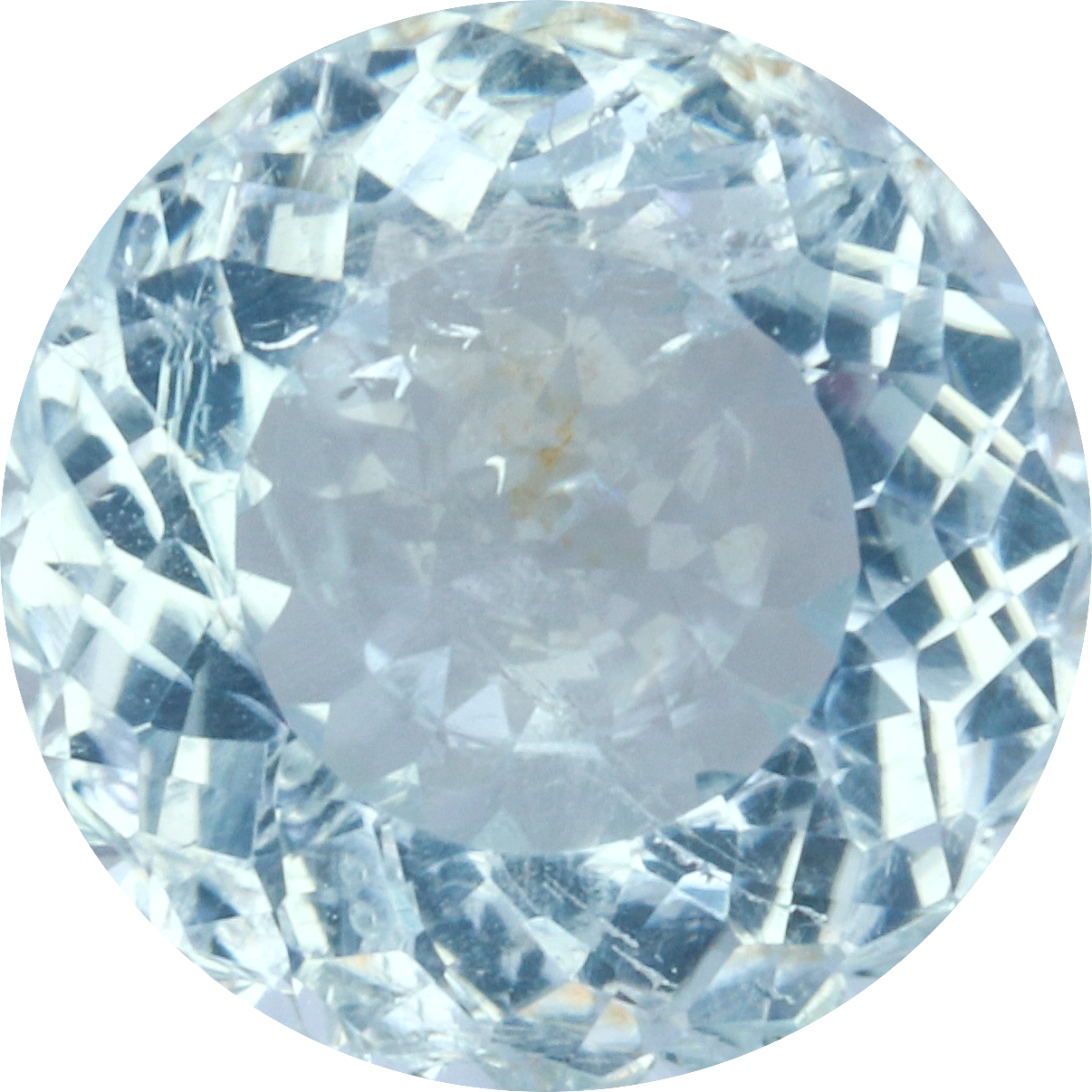 Round cut paraiba tourmaline, 7.97 by 7.93 mm, shown at actual size