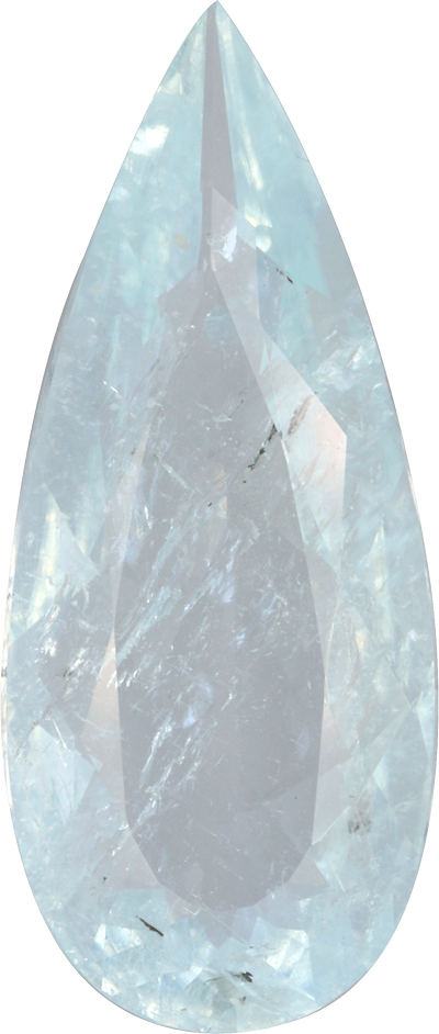 Pear cut paraiba tourmaline, 20.02 by 8.51 mm, shown at actual size