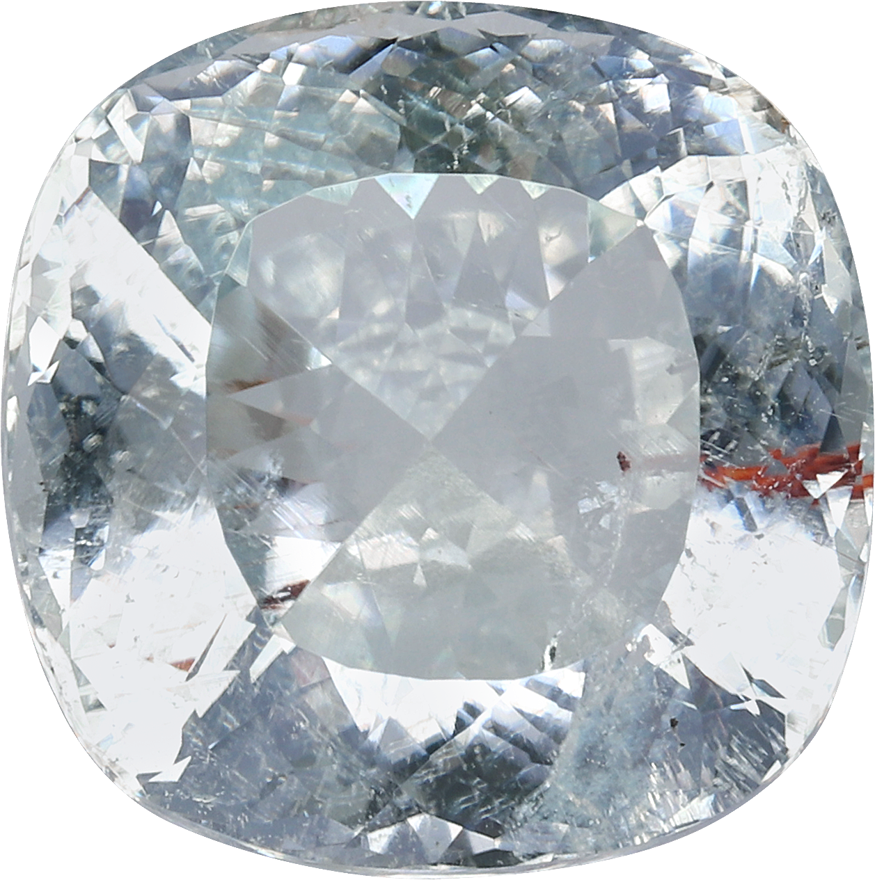 Cushion cut paraiba tourmaline, 11 by 10.93 mm, shown at actual size