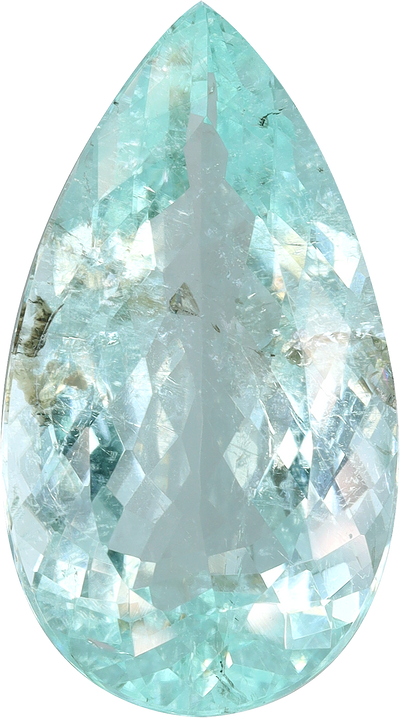 Pear cut paraiba tourmaline, 19.51 by 10.82 mm, shown at actual size