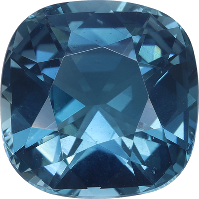 Cushion cut paraiba tourmaline, 11.32 by 11.31 mm, shown at actual size