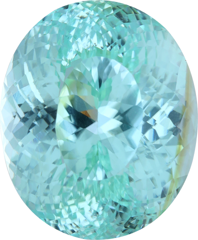 Oval cut paraiba tourmaline, 16.4 by 13.48 mm, shown at actual size