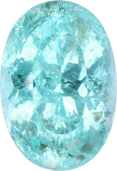 Oval cut paraiba tourmaline, 10.04 by 6.94 mm, shown at actual size