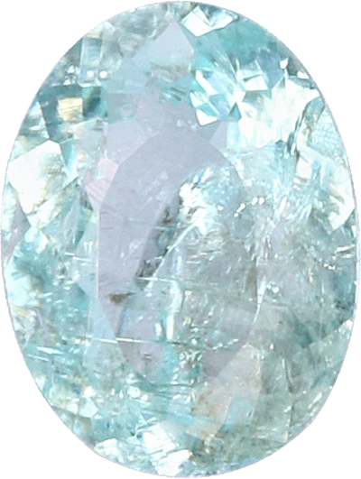 Oval cut paraiba tourmaline, 4.66 by 3.56 mm, shown at actual size