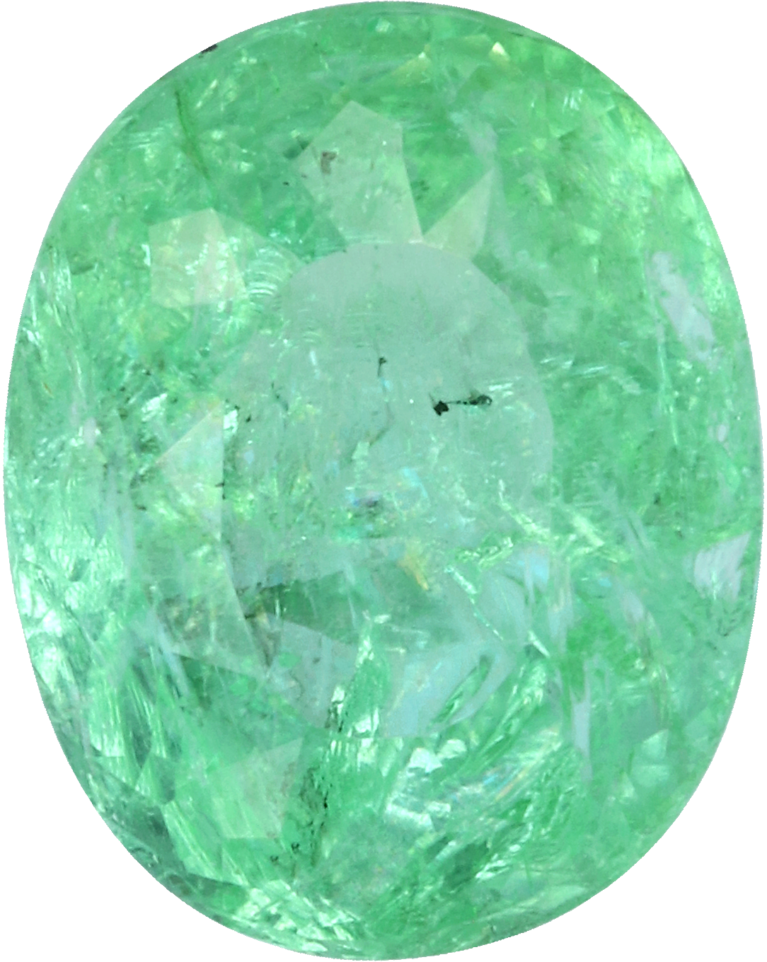 Oval cut paraiba tourmaline, 8.64 by 6.92 mm, shown at actual size
