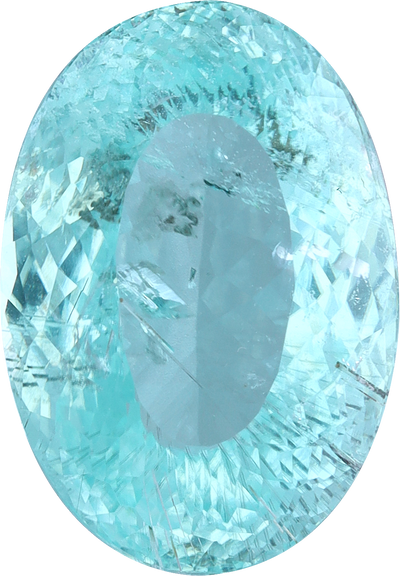 Oval cut paraiba tourmaline, 12.99 by 9.05 mm, shown at actual size