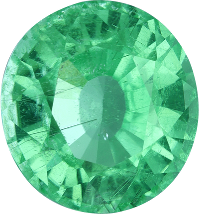 Oval cut paraiba tourmaline, 12.39 by 11.37 mm, shown at actual size