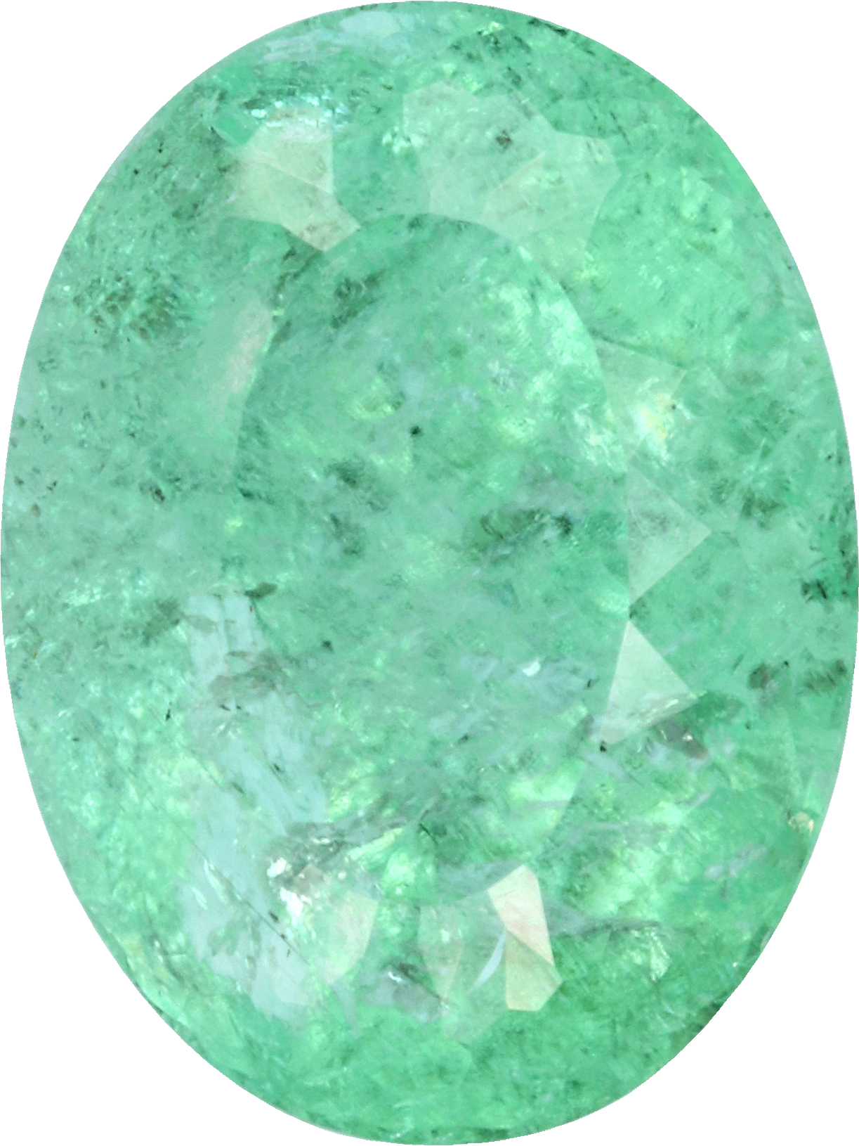 Oval cut paraiba tourmaline, 10.18 by 7.68 mm, shown at actual size