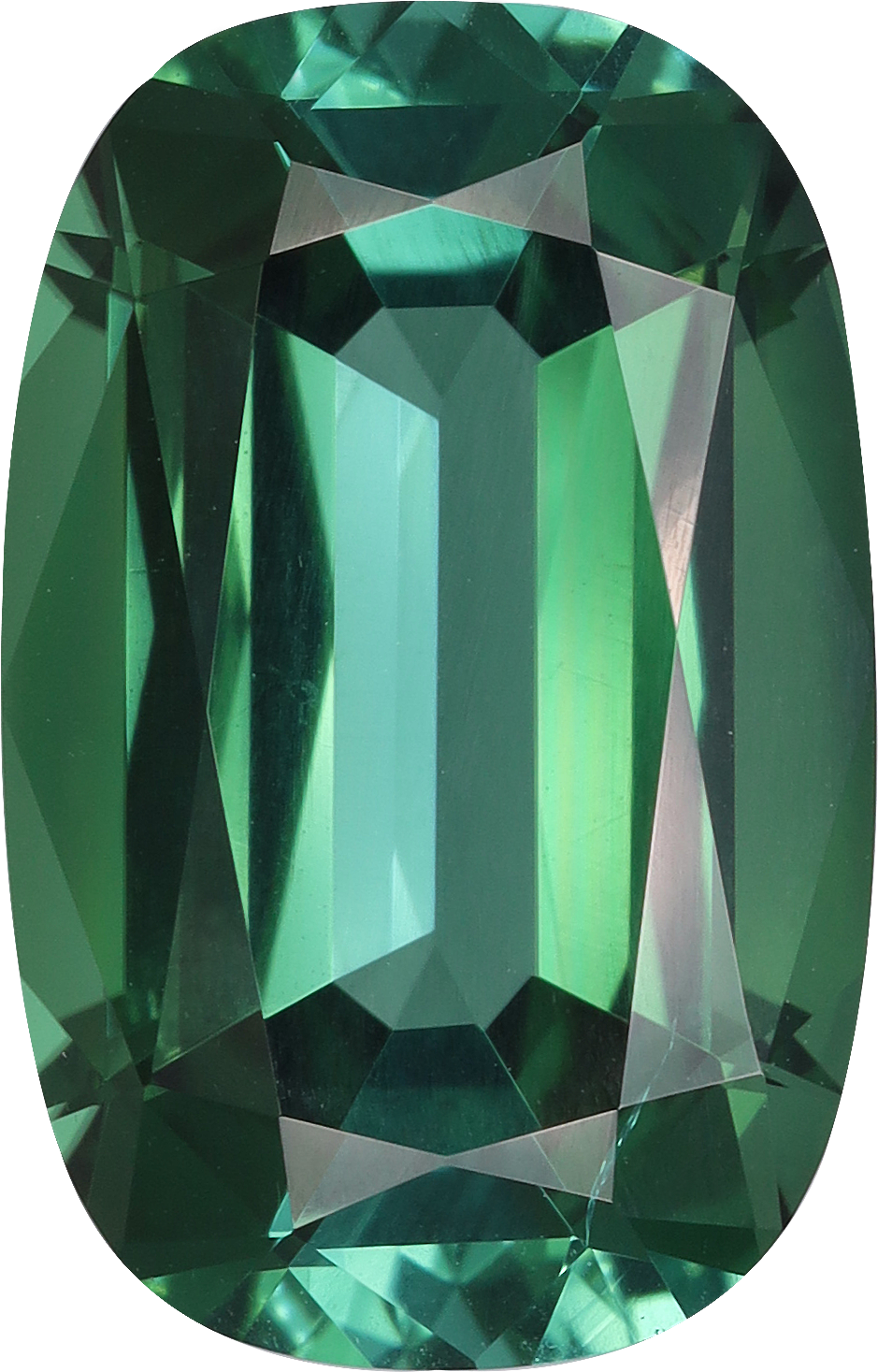 Cushion cut paraiba tourmaline, 14.03 by 8.96 mm, shown at actual size