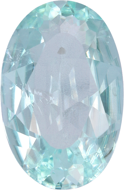 Oval cut paraiba tourmaline, 10.43 by 6.74 mm, shown at actual size