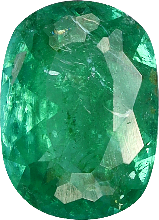Cushion cut paraiba tourmaline, 6.24 by 4.55 mm, shown at actual size