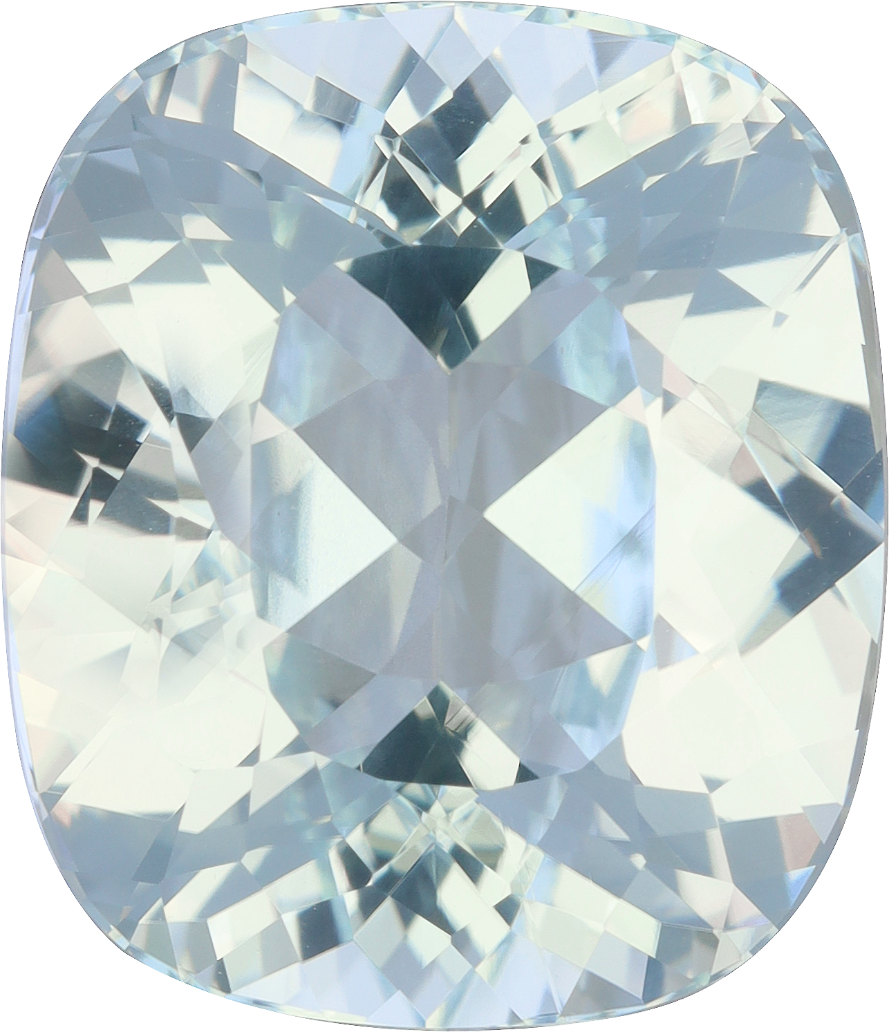 Cushion cut paraiba tourmaline, 14.48 by 12.55 mm, shown at actual size