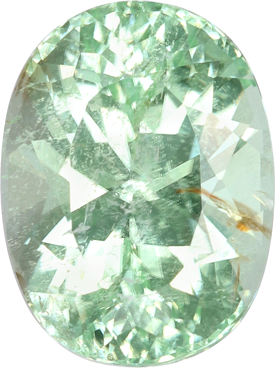 Oval cut paraiba tourmaline, 10.46 by 7.88 mm, shown at actual size