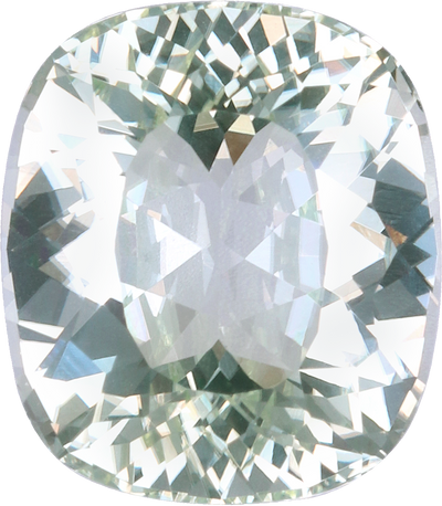 Cushion cut paraiba tourmaline, 10.9 by 9.54 mm, shown at actual size