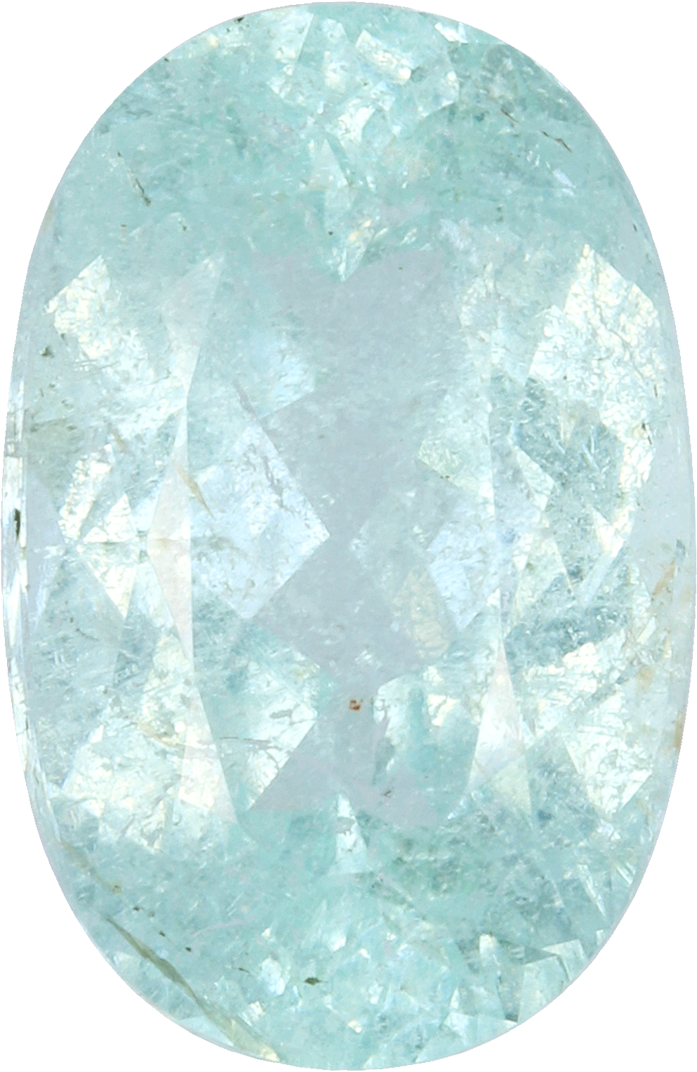 Oval cut paraiba tourmaline, 13.49 by 8.73 mm, shown at actual size