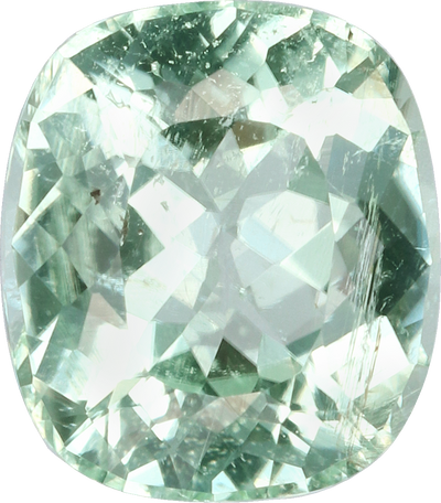 Cushion cut paraiba tourmaline, 7.48 by 6.52 mm, shown at actual size