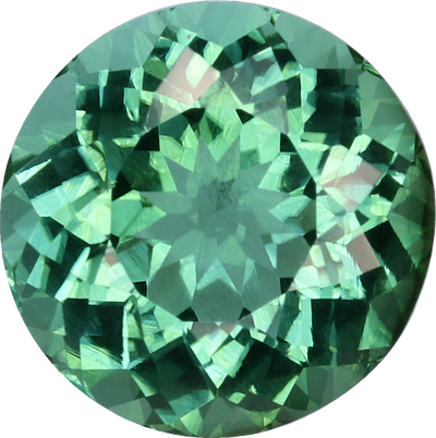 Round cut paraiba tourmaline, 6.9 by 6.82 mm, shown at actual size